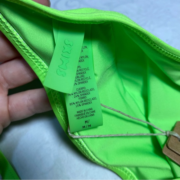 NWT SKIMS Recycled Swim Signature High Neck Top Neon Highlighter Green new tags - Picture 8 of 9